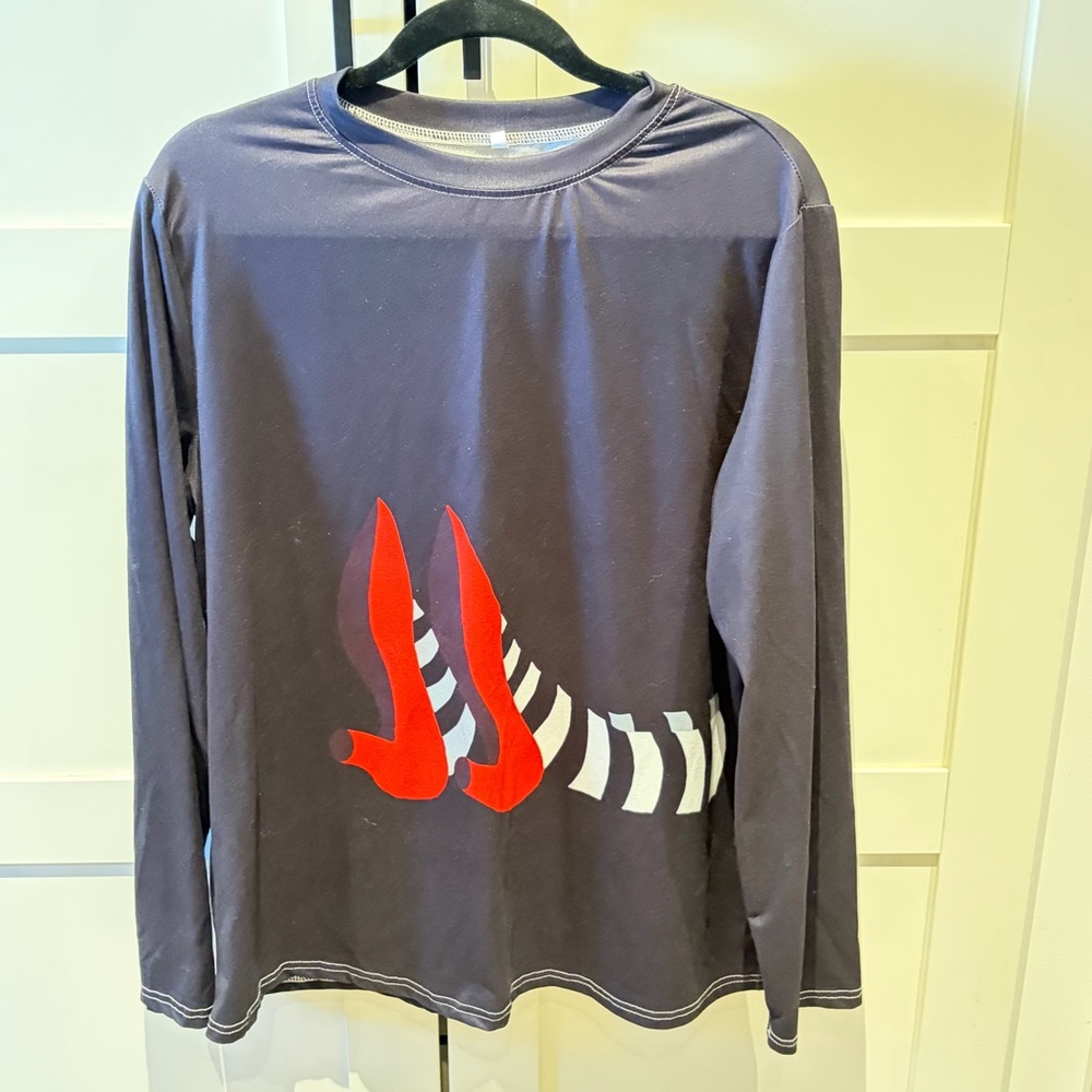 Graphic Long Sleeve Shirt with Red and Black Design